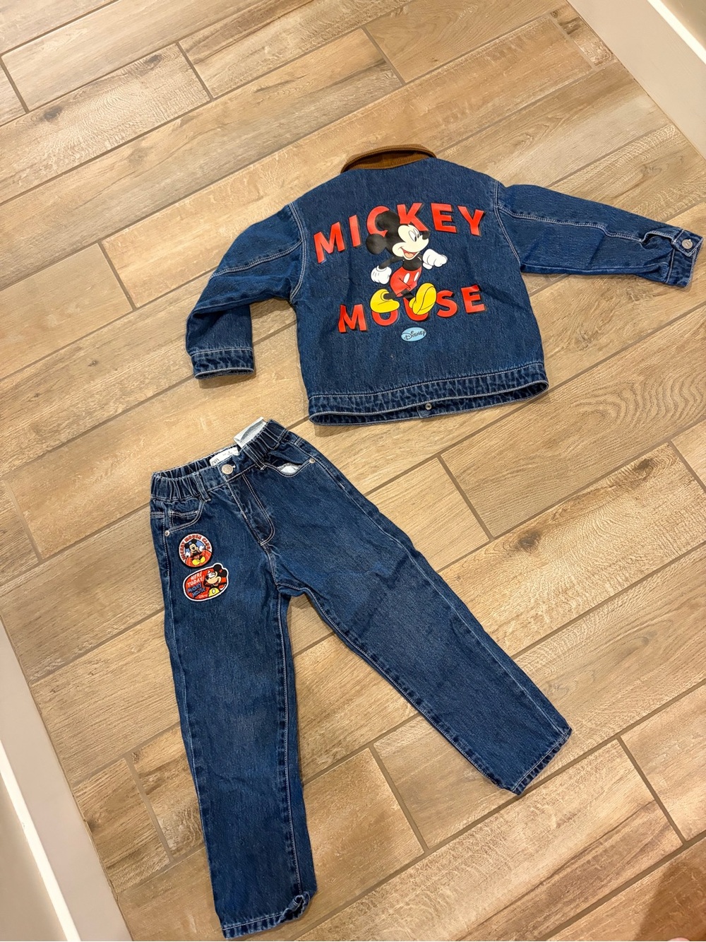 Zara mickey mouse club denim jacket and jeans size 5 like new